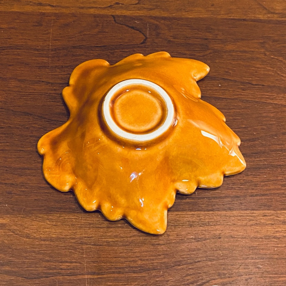 🍁🌟2xHP🌟Set of Fall Watercolor Pumpkin Glazed Ceramic Plate & Small Leaf Bowl - Picture 10 of 10